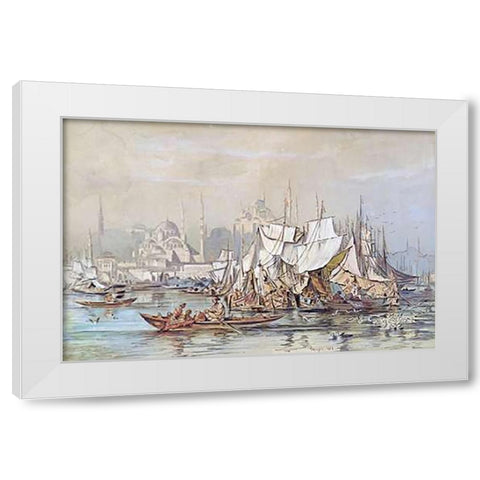 Constantinople White Modern Wood Framed Art Print by Preziosi, Amadeo