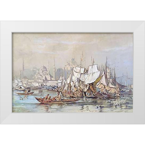 Constantinople White Modern Wood Framed Art Print by Preziosi, Amadeo