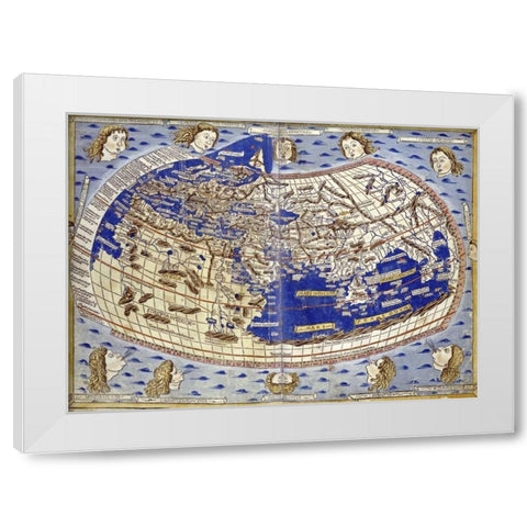 Cosmographia White Modern Wood Framed Art Print by Ptolemaeus, Claudius
