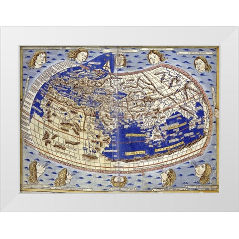 Cosmographia White Modern Wood Framed Art Print by Ptolemaeus, Claudius