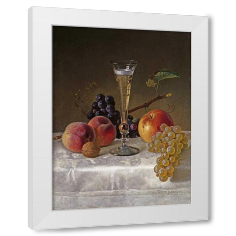 Still Life With Glass of Champagne White Modern Wood Framed Art Print by Ramsay, Milne