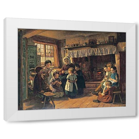 The School Room White Modern Wood Framed Art Print by Rankley, Alfred