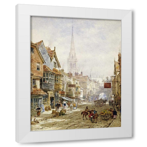 The High Street, Salisbury White Modern Wood Framed Art Print by Rayner, Louise