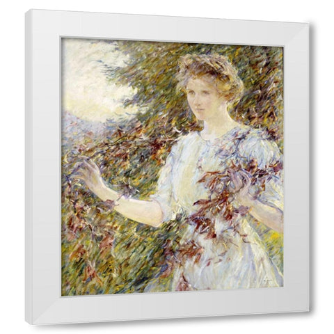 Autumn White Modern Wood Framed Art Print by Reid, Robert