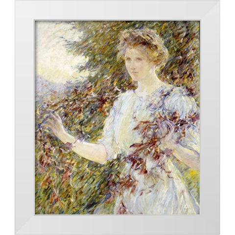 Autumn White Modern Wood Framed Art Print by Reid, Robert
