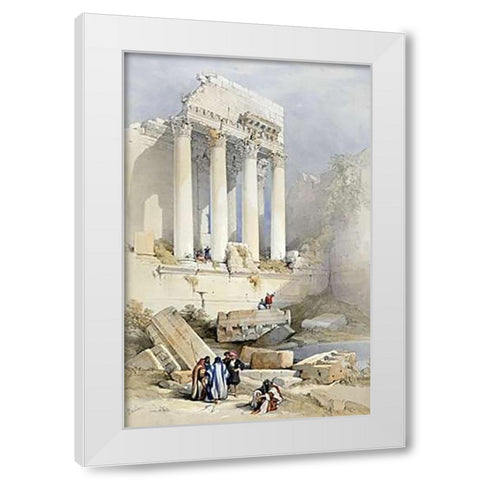 The Western Portico, Baalbec White Modern Wood Framed Art Print by Roberts, David