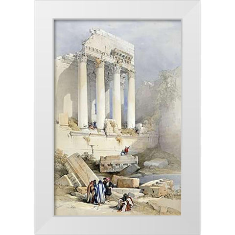 The Western Portico, Baalbec White Modern Wood Framed Art Print by Roberts, David