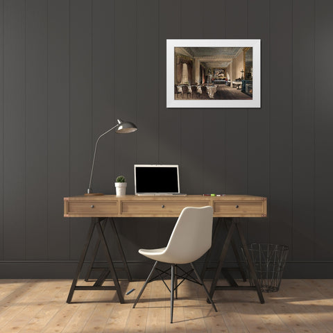 The Dining Room, Osborne House White Modern Wood Framed Art Print by Roberts, James