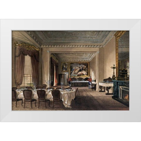 The Dining Room, Osborne House White Modern Wood Framed Art Print by Roberts, James