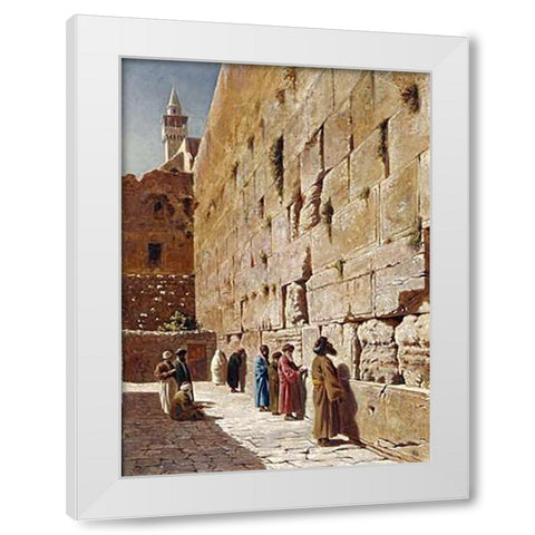 At The Wailing Wall White Modern Wood Framed Art Print by Robertson, Charles