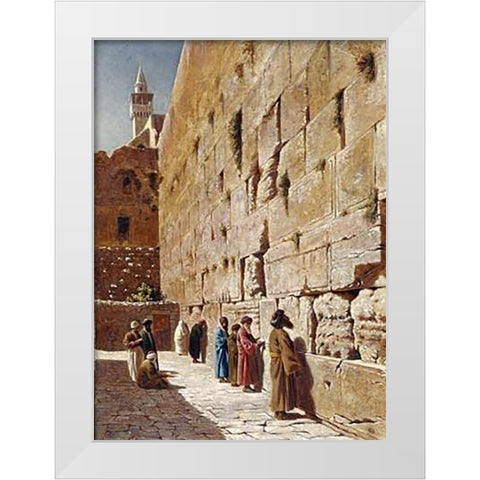 At The Wailing Wall White Modern Wood Framed Art Print by Robertson, Charles