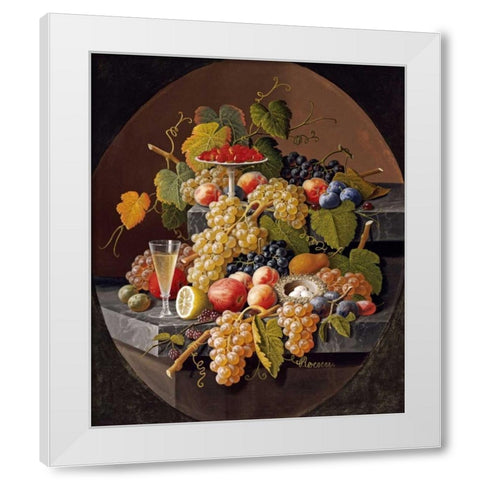Still Life With Fruit White Modern Wood Framed Art Print by Roesen, Severin