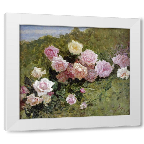 A Study of Roses White Modern Wood Framed Art Print by Rossi, Luigi