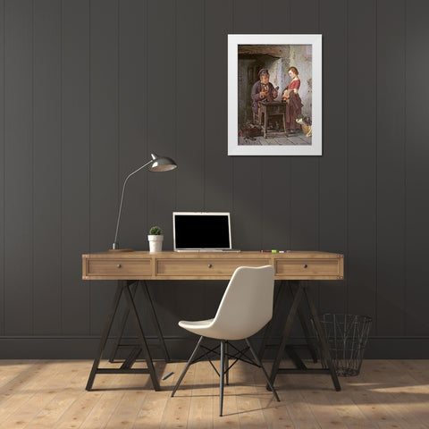 At The Cobblers White Modern Wood Framed Art Print by Rotta, Antonio