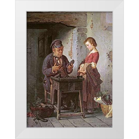 At The Cobblers White Modern Wood Framed Art Print by Rotta, Antonio