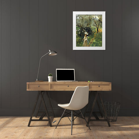 Gathering Flowers at Twilight White Modern Wood Framed Art Print by Sargent, John Singer