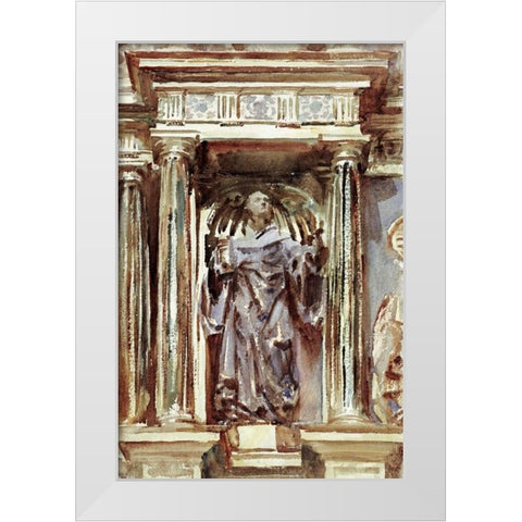 In a Church at Granada White Modern Wood Framed Art Print by Sargent, John Singer
