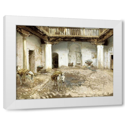 Moorish Courtyard White Modern Wood Framed Art Print by Sargent, John Singer