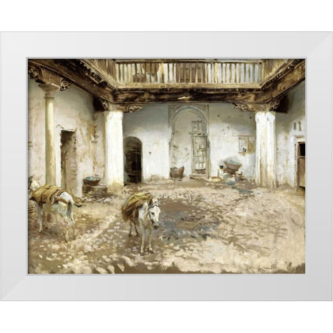 Moorish Courtyard White Modern Wood Framed Art Print by Sargent, John Singer
