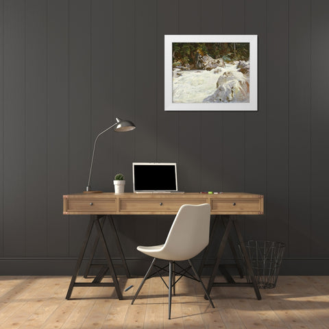 A Torrent in Norway White Modern Wood Framed Art Print by Sargent, John Singer