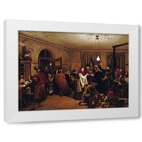 The Departure For America White Modern Wood Framed Art Print by Schlesinger, Felix