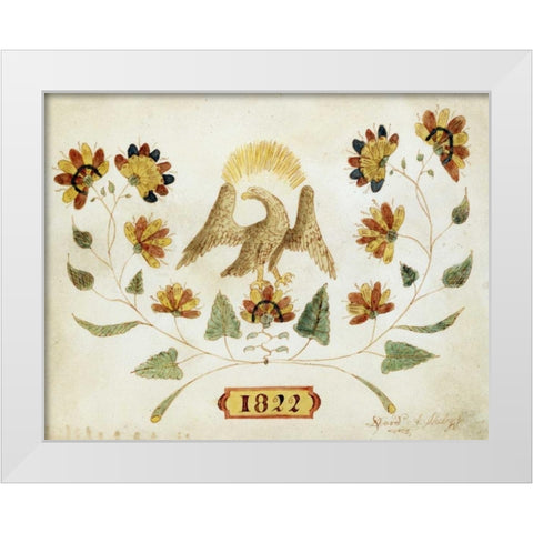 A Watercolor and Ink Drawing of a Spread Eagle White Modern Wood Framed Art Print by Sheley, David A.