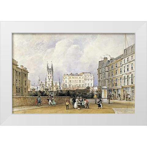 St Saviours Church, Southwark White Modern Wood Framed Art Print by Shepherd, George Sidney