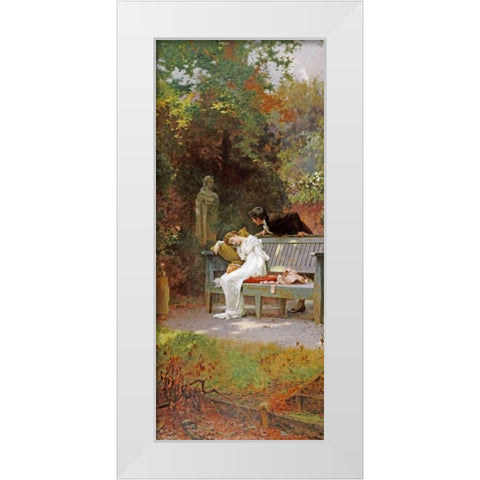 A Stolen Kiss White Modern Wood Framed Art Print by Stone, Marcus
