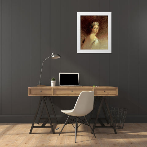 Queen Victoria White Modern Wood Framed Art Print by Sully, Thomas
