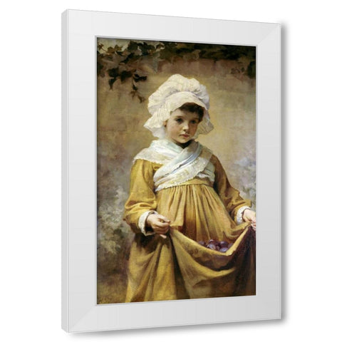 Gathering Plums White Modern Wood Framed Art Print by Sutcliffe, Harriette