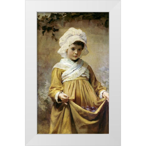 Gathering Plums White Modern Wood Framed Art Print by Sutcliffe, Harriette