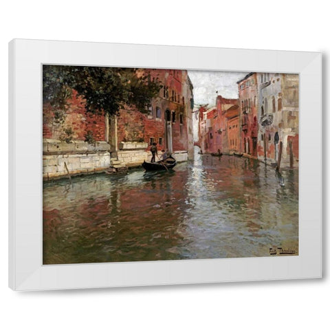 A Venetian Backwater White Modern Wood Framed Art Print by Thaulow, Fritz