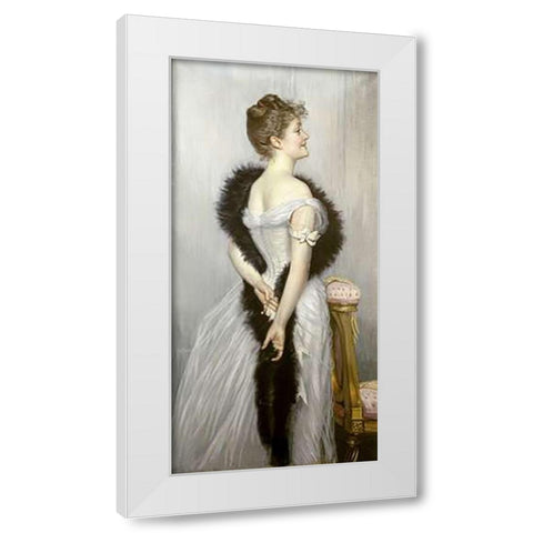 Portrait of The Vicomtesse De Montmorand White Modern Wood Framed Art Print by Tissot, James Jacques