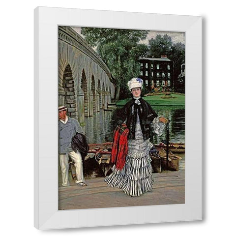 The Return From The Boating Trip White Modern Wood Framed Art Print by Tissot, James Jacques