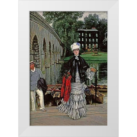 The Return From The Boating Trip White Modern Wood Framed Art Print by Tissot, James Jacques