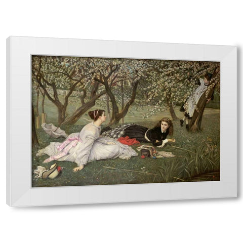 Spring. Le Printemps White Modern Wood Framed Art Print by Tissot, James Jacques