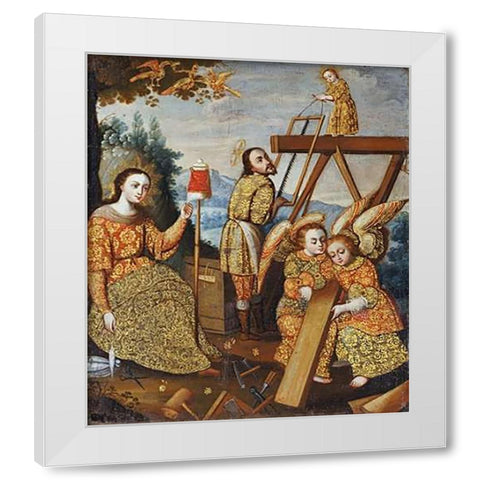 The Holy Family In Nazareth White Modern Wood Framed Art Print by Tito, Diego Quispe