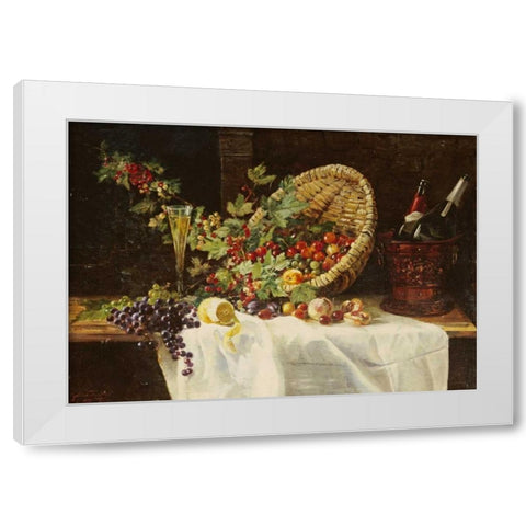 Cherries and Gooseberries In a Basket White Modern Wood Framed Art Print by Trefftz, Gertrud