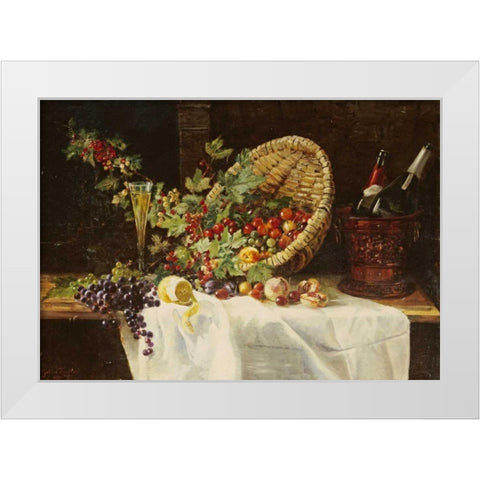 Cherries and Gooseberries In a Basket White Modern Wood Framed Art Print by Trefftz, Gertrud