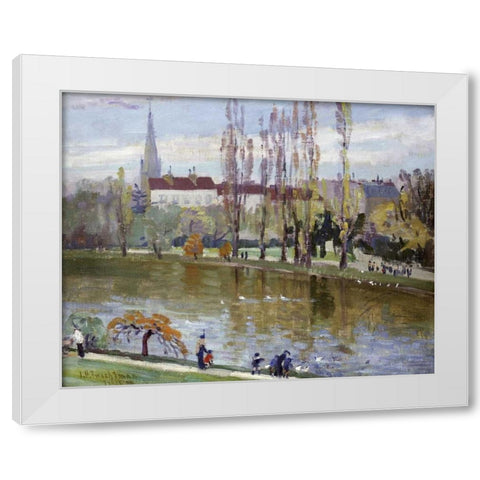 Parc Montsouris, Paris White Modern Wood Framed Art Print by Twachtman, John Henry