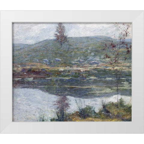 Autumn Mists White Modern Wood Framed Art Print by Twachtman, John Henry