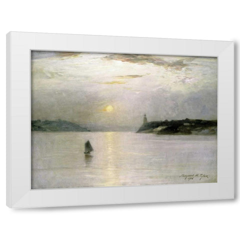 Sailing on The Hudson White Modern Wood Framed Art Print by Tyler, Bayard Henry