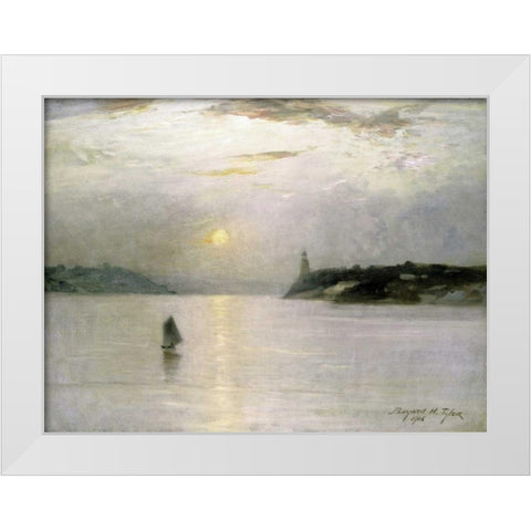 Sailing on The Hudson White Modern Wood Framed Art Print by Tyler, Bayard Henry