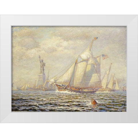 New York Harbor White Modern Wood Framed Art Print by Tyler, James Gale