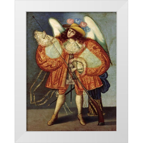 Arcangel Con Arcabuz White Modern Wood Framed Art Print by Unknown