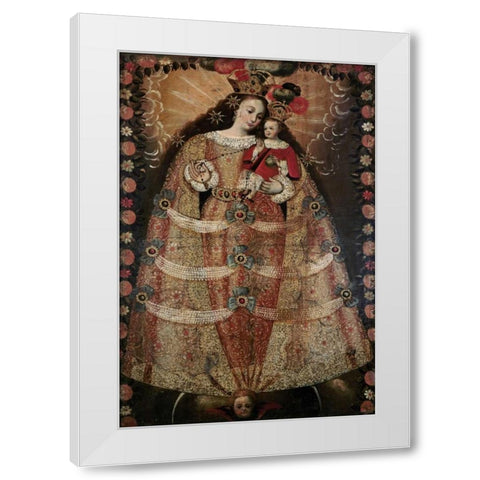 The Virgin of Pomata With a Rosary White Modern Wood Framed Art Print by Unknown