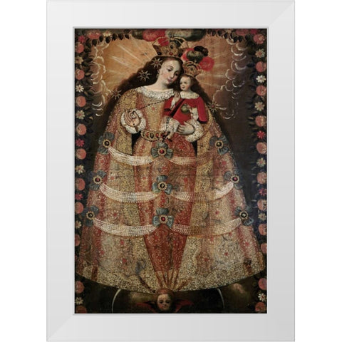 The Virgin of Pomata With a Rosary White Modern Wood Framed Art Print by Unknown