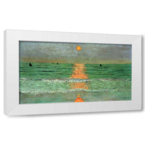 Sunset. Coucher De Soleil White Modern Wood Framed Art Print by Vallotton, Felix