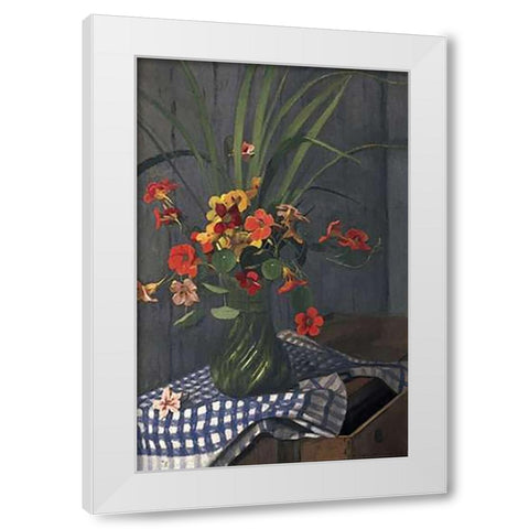 Bouquet De Capucines White Modern Wood Framed Art Print by Vallotton, Felix