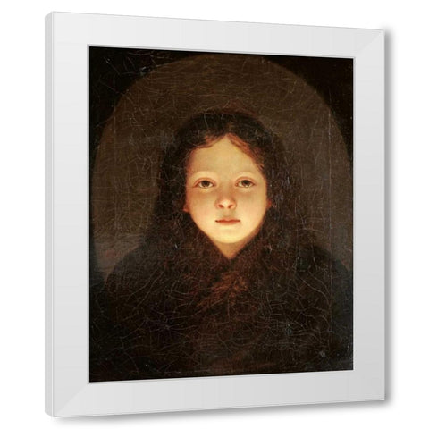 A Girl, Head and Shoulders White Modern Wood Framed Art Print by Van Schendel, Petrus